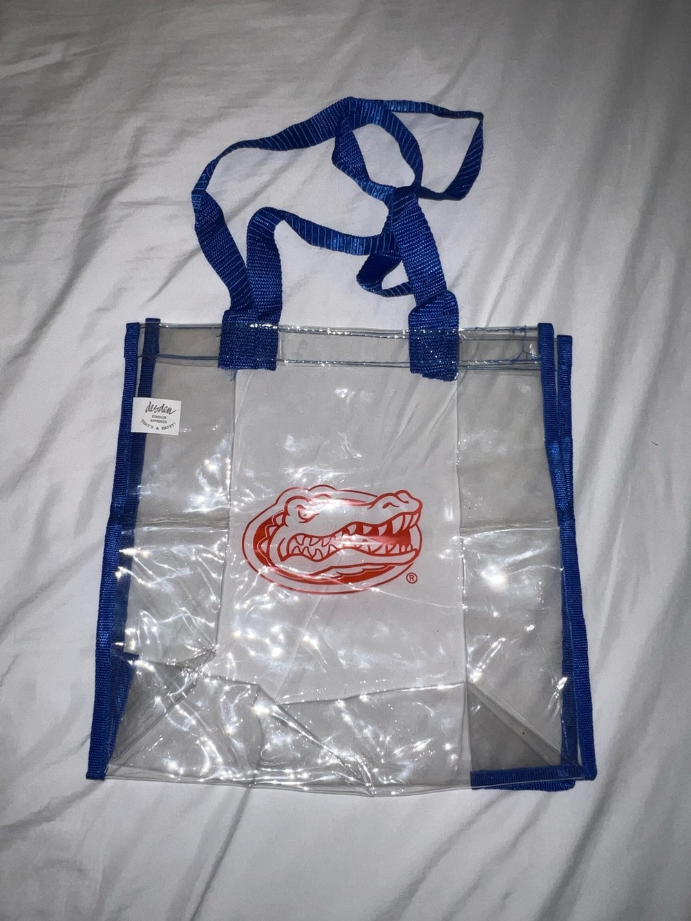 Clear FL Gators Tote Bag with Blue Trim and Gator Logo